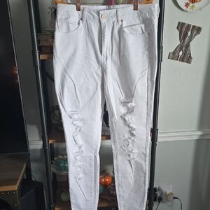 K. Jordan White Distressed Women Jeans Size 16 Brand New